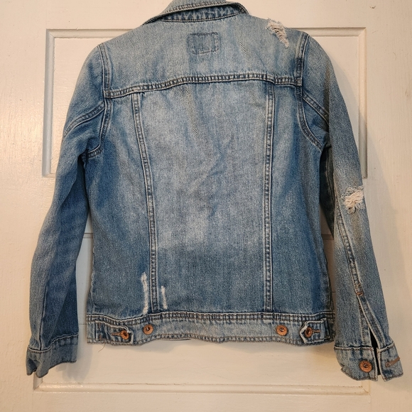Old Navy Women’s Jean Jacket, Distressed Classic Denim, 100% Cotton EUC Sz Med - Picture 6 of 14